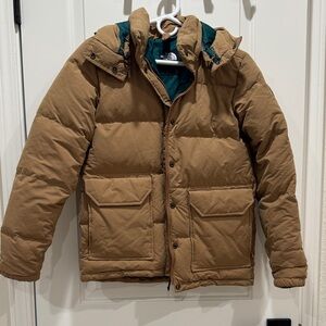 Tan North Face Hooded Puffer